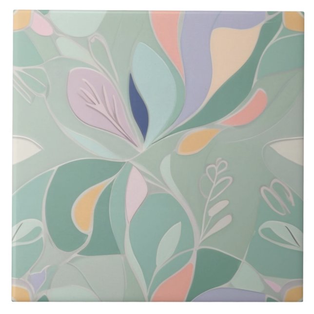 Dreamy Mint Botanical Abstrakt Modern Pastel Kakelplatta (Framsidan)
