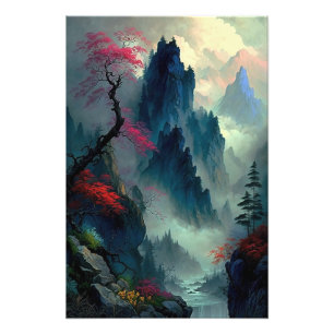 Dreamy Misty Mountain Landscape Foto EnUtvidgning