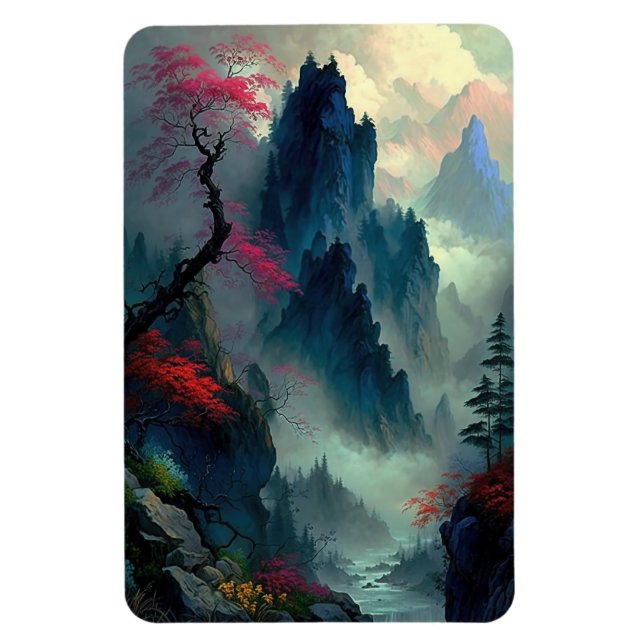Dreamy Misty Mountain Ligcape Photo Magnet (Vertikal)
