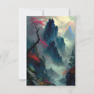 Dreamy Misty Mountain Ligcape-platta kort