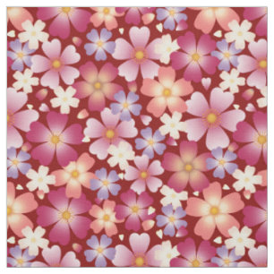 Dreamy Mixed-Blommar på Red Medium Tyg