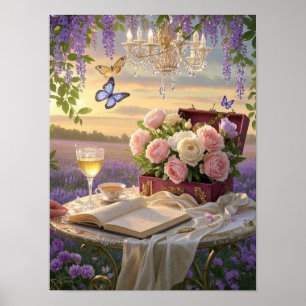 Dreamy, mjuk fokusscen av en lavish, Blommigt Poster