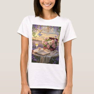 Dreamy, mjuk fokusscen av en lavish, Blommigt T Shirt