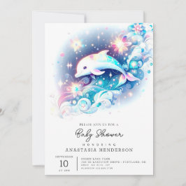 Dreamy Modern Dolphin Baby Shower Inbjudningar