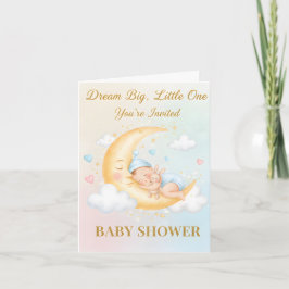Dreamy Moon Baby Shower Invitation - Sleeping Baby Inbjudan