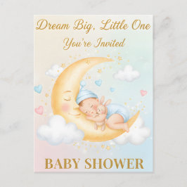Dreamy Moon Baby Shower Invitation - Sleeping Baby Inbjudan Vykort