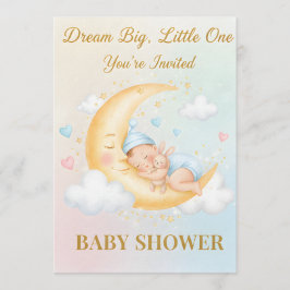 Dreamy Moon Baby Shower Invitation - Sleeping Baby Inbjudningar