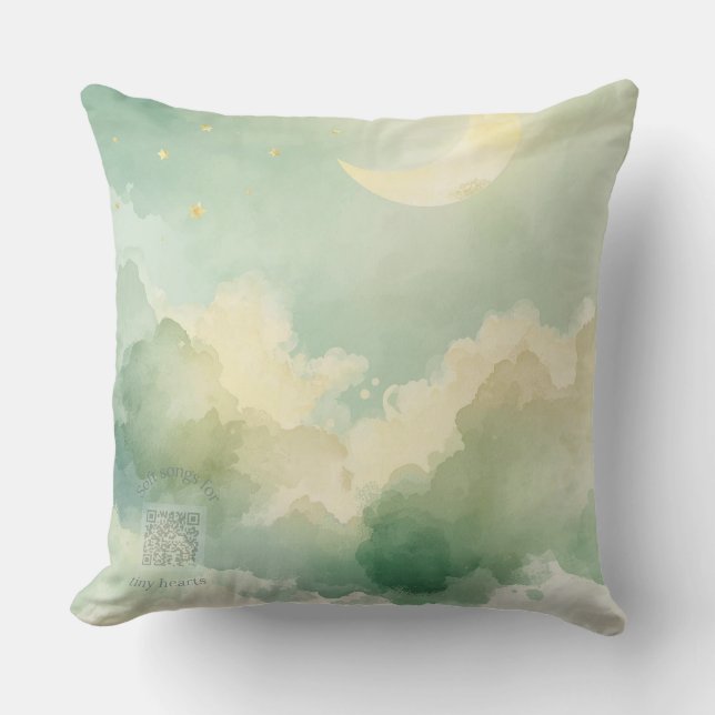 Dreamy Moon & Cloud Nursery Throw Pillow | Music Kudde (Framsida)