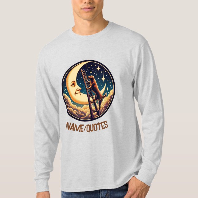 Dreamy Moon & Dog Climbing Ladder T Shirt (Framsida)