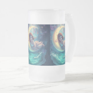 Dreamy Moon Girl Mug Design | Cute Baby Moon Art | Frostat Ölglas