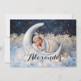 Dreamy Moon & Stars Baby Birth Announcement Meddelande