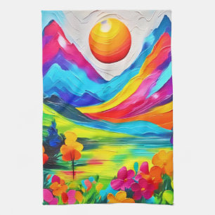 Dreamy Mountain Majesty Painting Kökshandduk