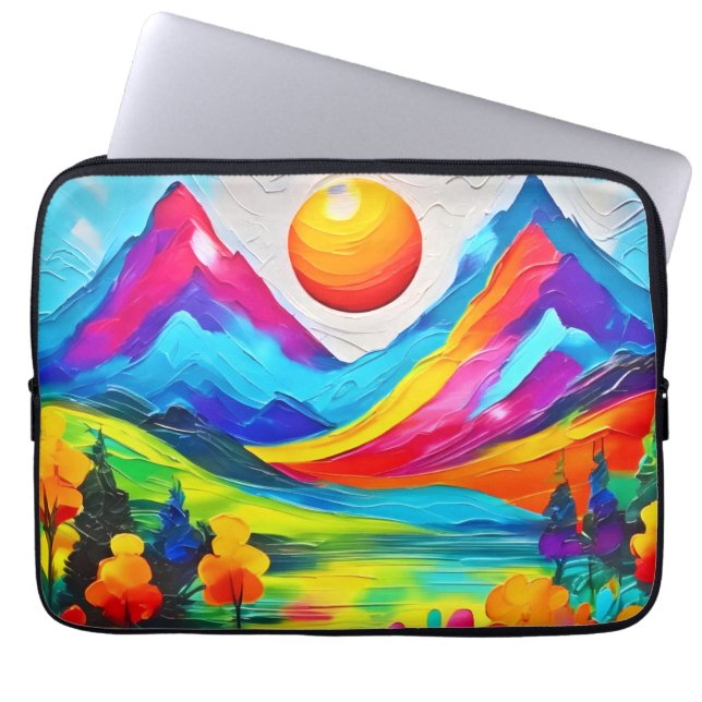 Dreamy Mountain Majesty Painting Laptop Fodral (Framsidan)
