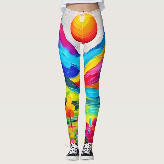 Dreamy Mountain Majesty Painting Leggings (Framsida)