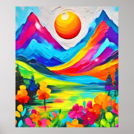 Dreamy Mountain Majesty Painting Poster