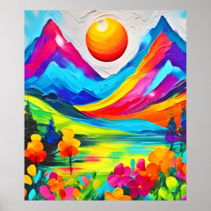 Dreamy Mountain Majesty Painting Poster