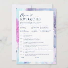 Dreamy Movie Love Quotes Bridal Shower Game Card Inbjudningar