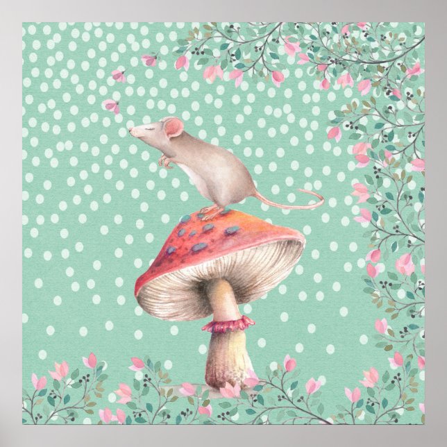 Dreamy mus - Watercolor Illustration Poster (Framsidan)