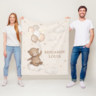 Dreamy Nalle & Balloons Neutralt Baby Nursery Fleecefilt