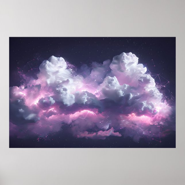 Dreamy Nebula Clouds i Natten Himmel Poster (Framsidan)