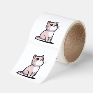 Dreamy Night Cat – Cute Kawaii Illustration Fyrkantigt Klistermärke