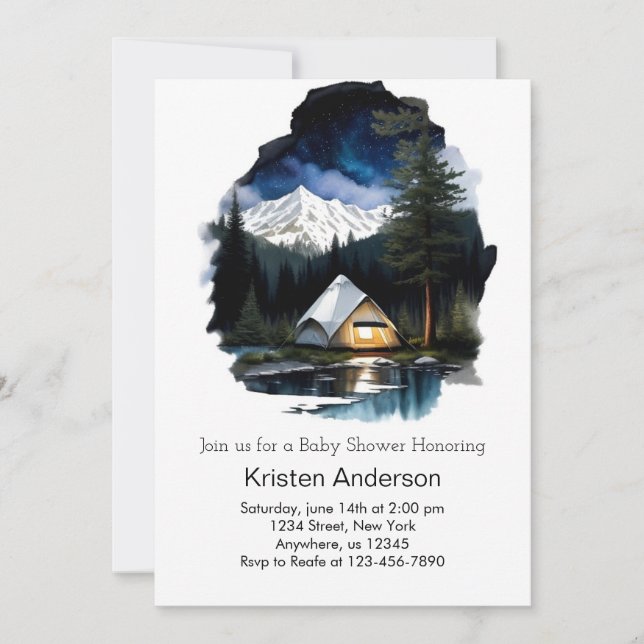Dreamy Night Himlar Äventyr Baby Shower Inbjudningar (Framsida)