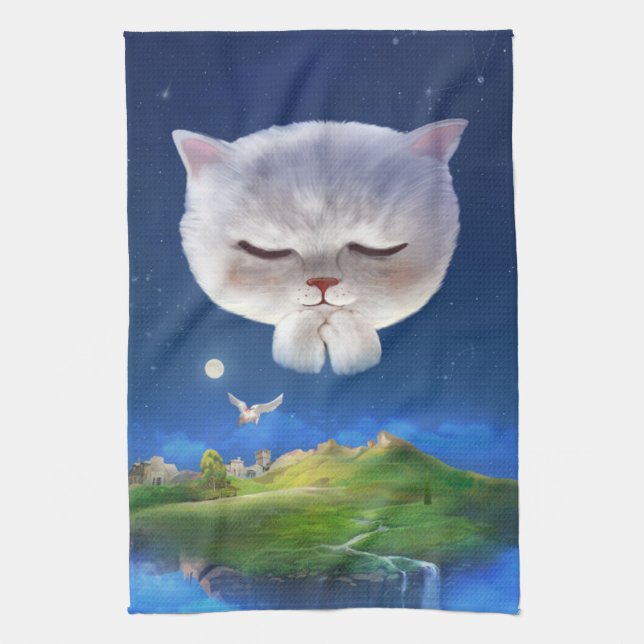 Dreamy Night Himlar med Cat Kökshandduk (Vertikal)