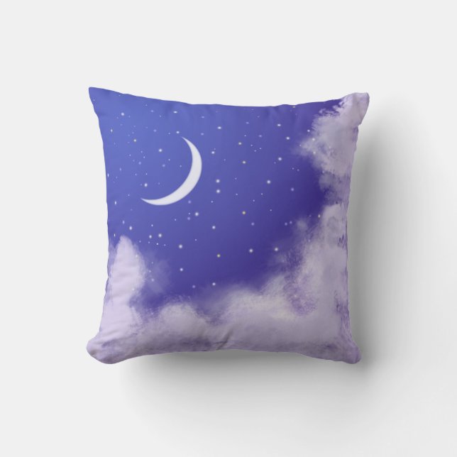 Dreamy Night Himlar med Crescent Måne Kudde (Framsida)