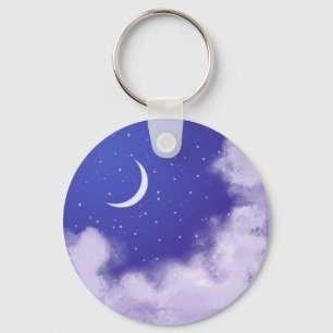 Dreamy Night Himlar med Crescent Måne Nyckelring