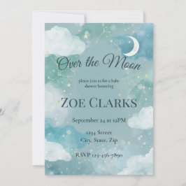 Dreamy Night Sky Baby Boy Shower Invitation Inbjudningar