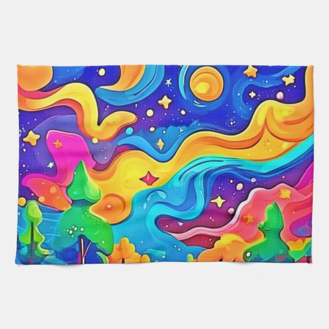 Dreamy Night: Starry Ligcape Kökshandduk (Horisontell)