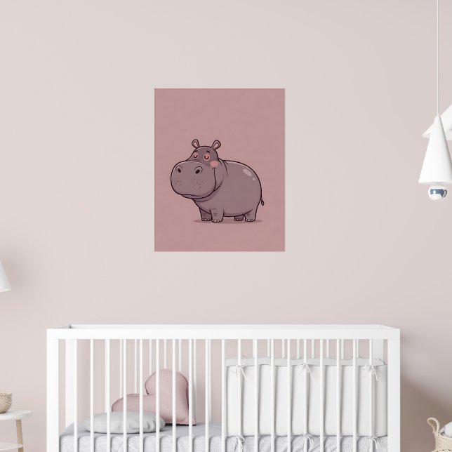 Dreamy Nursery Minimalist Hippo Poster (Barnkammare 2)