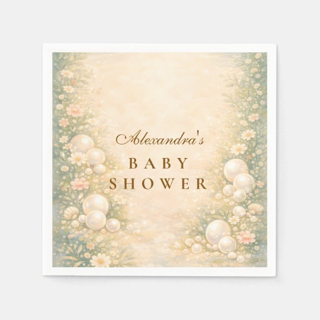 Dreamy Ocean Pearl Nursery Baby Shower Pappersservett (Framsidan)