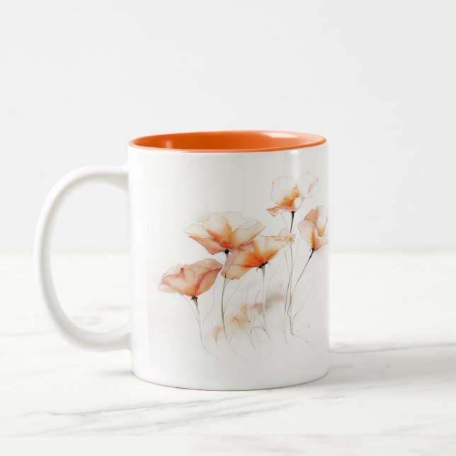 Dreamy Orange Blommigts Two-Tone Mugg (Vänster)