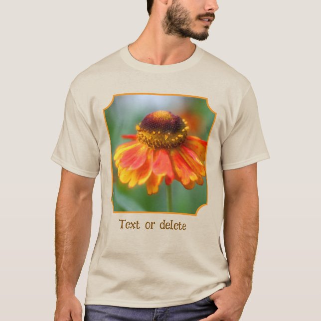 Dreamy Orange Zinnia Flower Personalized Nature  T Shirt (Framsida)