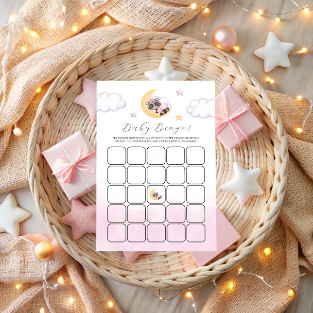 Dreamy över Måne Baby Shower Bingo Game (Dreamy Over the Moon Girl Baby Shower Bingo Game)