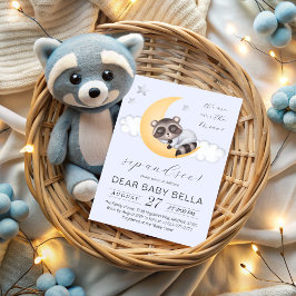 Dreamy over Måne Boy Baby Shower Sip and See Inbjudningar