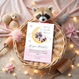 Dreamy over Måne Raccoon Girl Baby Shower Encl Tilläggskort