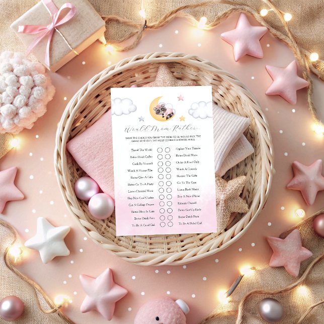Dreamy över Måne Raccoon Girl Baby Shower Game (Dreamy Over the Moon Raccoon Girl Baby Shower Game)
