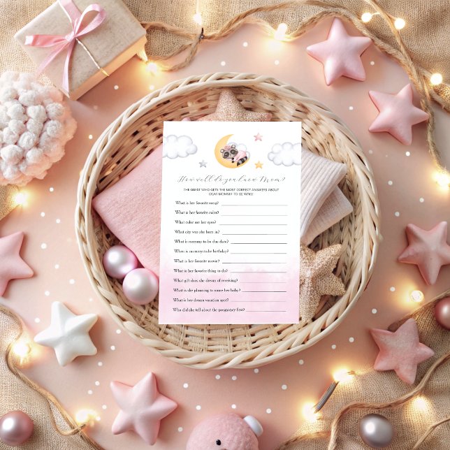 Dreamy över Måne Raccoon Girl Baby Shower Game (Dreamy Over the Moon Raccoon Girl Baby Shower Game)