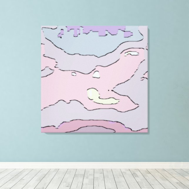 Dreamy Pastel Abstract Canvas | Soft Pink & Mauve  (Insitu (trägolv))