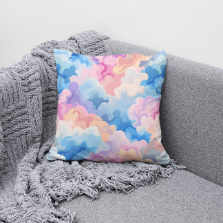 Dreamy Pastel Abstrakt Cloud Mönster i Watercolor Kudde