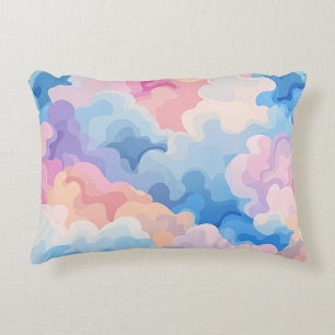 Dreamy Pastel Abstrakt Cloud Mönster i Watercolor Prydnadskudde