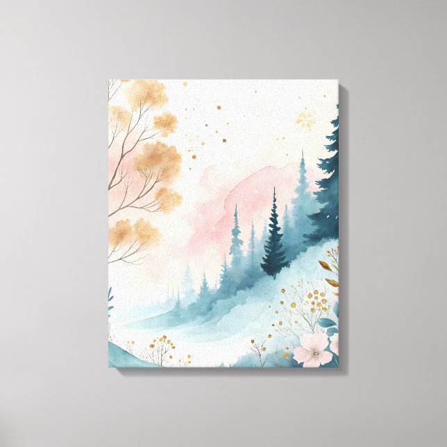 Dreamy Pastel Abstrakt Watercolor Wall Art Canvastryck (Framsida)