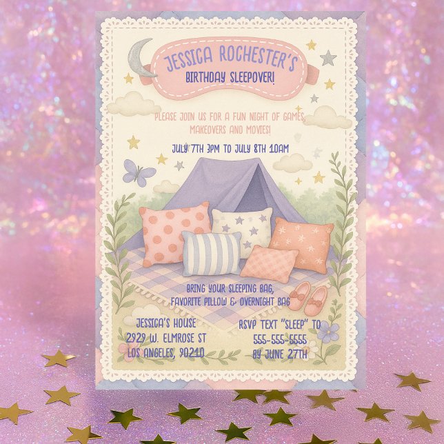 Dreamy Pastel Birthday Sleepover under stjärnor Inbjudningar (Skapare uppladdad)