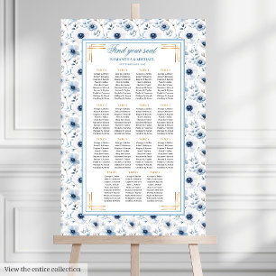 Dreamy Pastel Blue Guld Watercolor Sittschema Poster