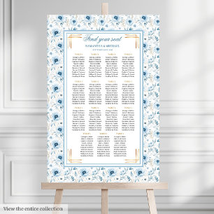 Dreamy Pastel Blue Guld Watercolor Sittschema Poster