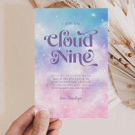 Dreamy Pastel Cloud Nine 9:e Födelsedagsfesten Tack Kort