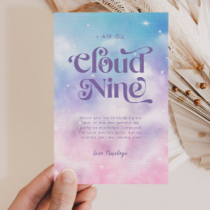 Dreamy Pastel Cloud Nine 9:e Födelsedagsfesten Tack Kort