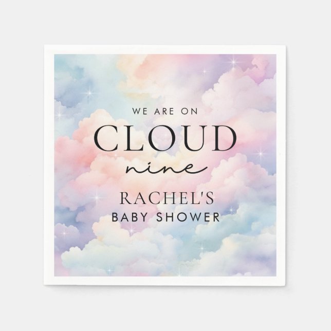 Dreamy Pastel Cloud Nine Baby Shower Pappersservett (Framsidan)